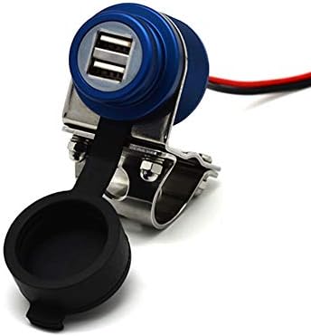 Cliff Top 4.6 Amp 23W Aluminium Motorcycle USB Charger with Dual-Port Fast Charing, Heavy Duty, Waterproof for 7/8โโ, 1โโ Handlebars on ATV/UTV for Smart Phones, GPS, Tablets and Cameras (Blue)
