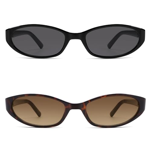 Image of Retro Oval Sunglasses Womens Mens Y2k Trendy Cateye Shades AR82299 | Narrow Round Cute Sunnies,90s 2000s Cool Skinny Frame