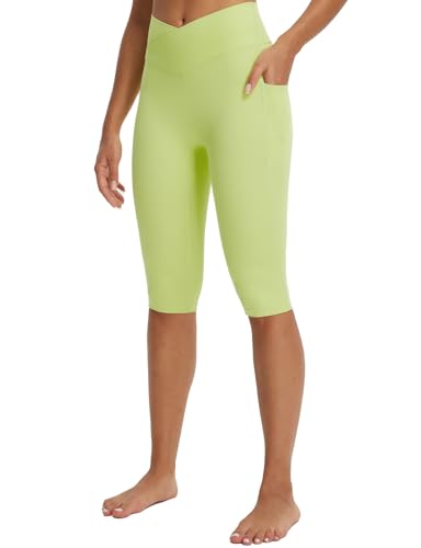 Image of baleaf Capri Leggings for Women Knee Length Yoga Workout Capirs Leggings with Pockets Tummy Control Stretch