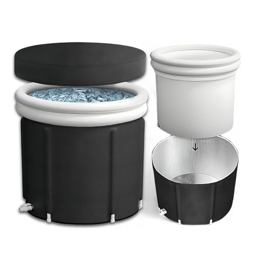 Aoixdsar Bañera de Hielo para Atletas con Cubierta, Bañera de Inmersión Fría para Terapia de Agua Fría, para Recuperación, Bañera de Hielo Caliente