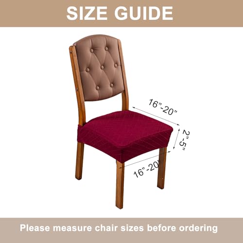 Image of Genina Waterproof Seat Covers for Dining Room Chair Covers,No Rear Covers | Set of 4,Simple Installation,Jacquard Removable Machine Washable Kitchen Chair Seat Slipcovers,Pet Hair And Stain Protection