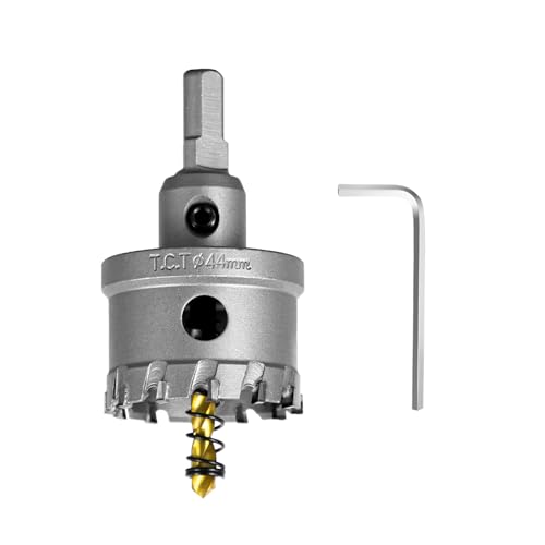 Image of SALI 1-3 /4 inch (44mm) TCT Hole Saw Kit Tungsten Carbide Tipped Hole Saw Drill Bit with Titanium-Plated Pilot Drill bit for Metal, Stainless Steel, Iron, Wood, Plastic