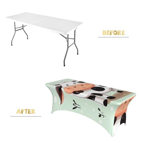 Nappe vache rectangulaire 1,8m en élasthanne extensible et lavable pour table de buffet - 5