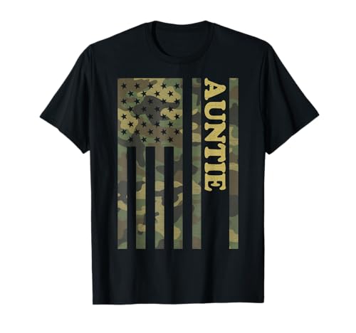 Camo Auntie American Flag Camouflage Mother's Day T-Shirt
