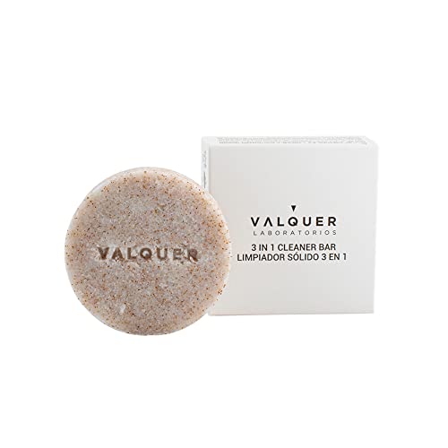 Valquer Limpiador Facial Sólido Sugar 3 en 1. Limpiador, Exfoliante Natural y Tonificante de Piel Consiguiendo un Tacto Suave y Radiante con Hueso de Albaricoque. Vegano. 50 g.