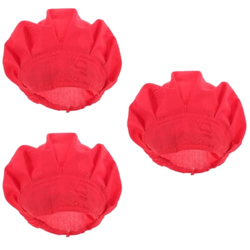 DEARMAMY 3 Piezas Gorro De Cocinero Anti Humo De Aceite Gorro De Chef para Servicio Sombreros De Gorras De Cocinero Accesorios para Cocineros Sombrero De Servicio Algodón Rojo