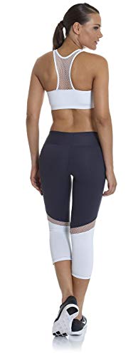 Calça Legging Panturrilha Arella Cinza e Branca (G)