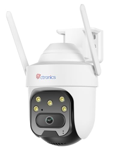 Ctronics 5MP Überwachungskamera Aussen WLAN, 360° PTZ IP Kamera Outdoor mit KI-Erkennung und Auto Verfolgung, Farbnachtsicht 30M, 2,4/5GHz Dualband WiFi,2-Wege-Audio, 128GB TF/Cloud/FTP/NVR