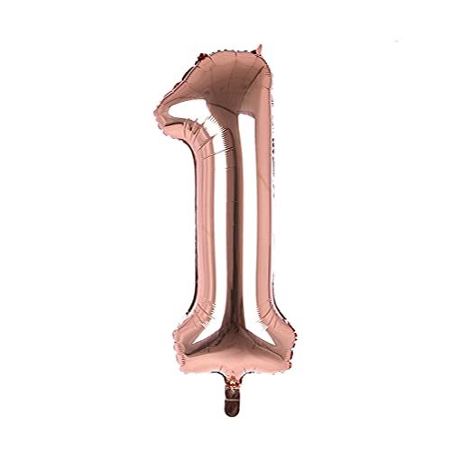 Image of Rosegold 32 Inches 1 Numbers Shape Large Big Foil Helium Balloons For Party Decorations In Happy Birthday Anniversary Office Items Materials Set Pack, Pack Of 1