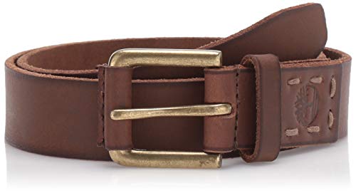 Timberland Boys' Big Leather Belt for Kids, brown, Medium