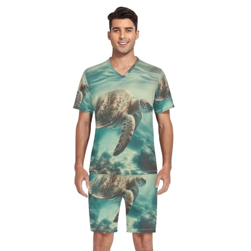 Pajama Set for Men, Short Sleeve Summer Sleepwear Comfortable Loungewear, S-XXL4