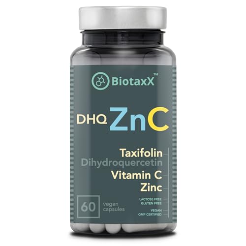 BiotaxX Taxifolin (Dihydroquercetin) + Vitamin C + Zinc 500 mg 60 Vegan Capsules Antioxidative Cell Protection + Immune System Support