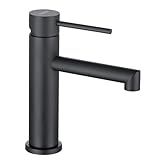 ONECE Grifo de Lavabo Negro, Grifería Baño Monomando, Mezclador de Acero Inoxidable 304 Anti-ruido, Aireador Extraíble, Agua Fría y Caliente, Válvula de Cerámica