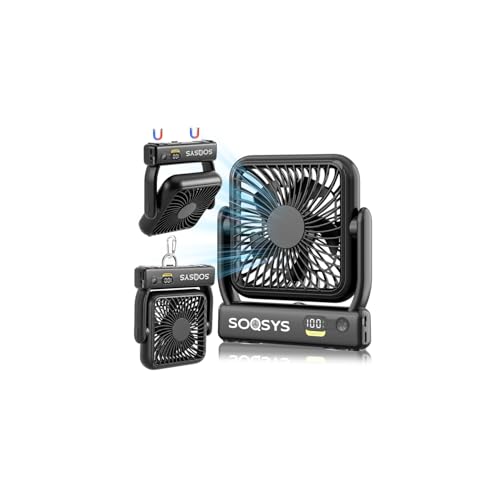 SOQSYS Cruise Approved Magnetic Fan, 5000mAh Ultra-Slim Cruise Ceiling Fan Rechargeable, 4-Speed, Hook Design, LED Display, Portable Fan for Cruise Ship, Camping, Travel & Cruise Essentials 2026