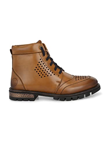 Image of ALBERTO TORRESI Men's Ankle Length and Lace Up Boots- Elevated Look, Utmost Comfort, Firm Grip, Slip-Resistance, Shock Absorption, Better Traction, Soft-Cushioned Insole, Round Toe- TAN