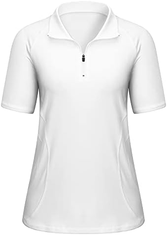 Koscacy Womens Quarter Zip Polo Shirts Short Sleeve Quick Dry Golf Tennis Athletic Tops