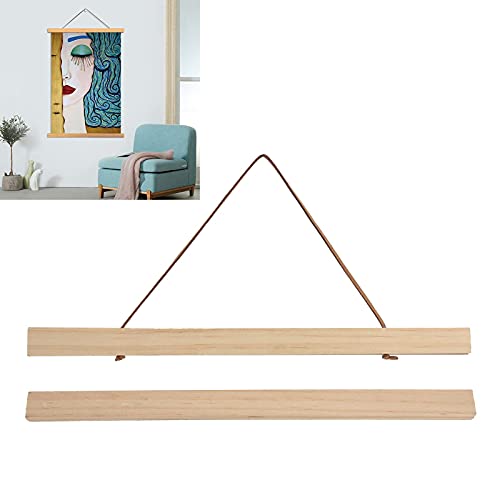 Image of TOPINCN Poster Hanger Decorative Painting Hanging Scroll Rod Hanging Painting Magnetic DIY Frame Hanging Painting Scroll Pictures Wooden Solid Wood Hook (30 * 2.1)