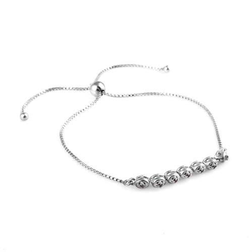 Bracelet diamant rouge en argent 925 sterling de luxe réglable pour femme