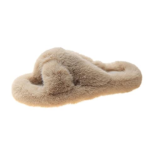 Plush Slippers Women's Wear Winter Lovely Rabbit Plush Cross Cotton Slippers