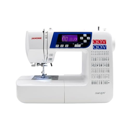 Janome 3160QOV Quilts of Valor Full-Size Quilting Sewing Machine with 60 Built-In Stitches, 6 One-Step Buttonholes, and Backlit LCD Screen (White)