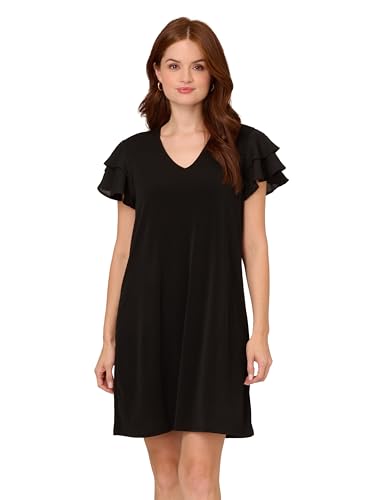 Adrianna Papell Women's V Neck Double Flutter Sleeve Dress - Main Image