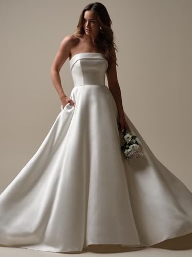 2025 Wedding Dresses for Bride Satin A Line Bridal Gown Formal Party Evening Maxi Gown3