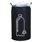 [Snughom]大容量折りたたみランドリーかご 多機能衣類オーガナイザー 加厚PEコート布地 自立式 旅行用コンパクト設計 防水加工 家庭/寮/ベーム対応 洗濯物・玩具収納 ブラック 82リットル