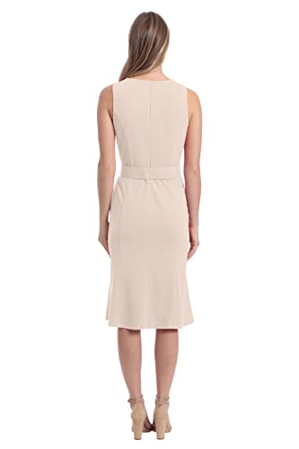 London Times Women's Sleeveless Fluted Sheath with Belt3
