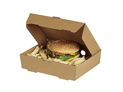 Tessera Bio Products Q2161754KFSC Kraftpapier Foodbox, Rechteckig, FSC Zertifiziert, Naturfarbe, 21.6cm Länge, 17cm Breite, 5.4cm Höhe, 100 pcs