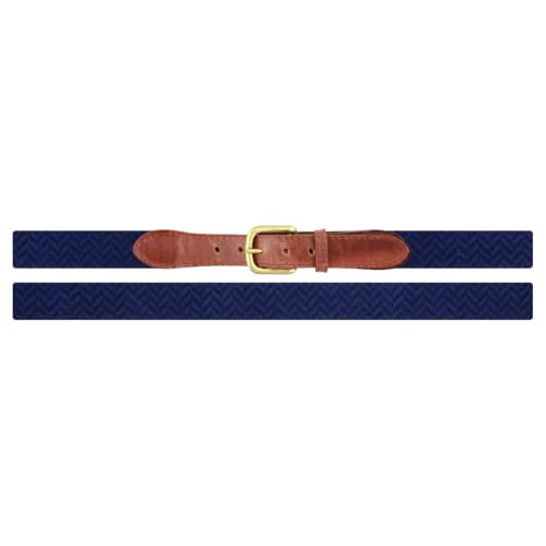 Smathers & Branson Navy Herringbone Needlepoint Belt2