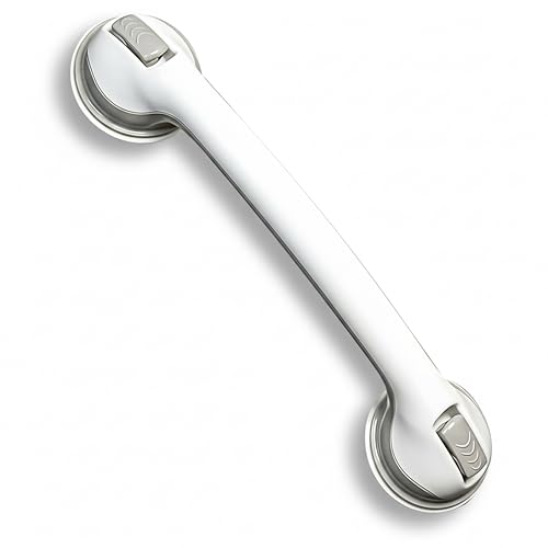 Safe-er-Grip Changing Lifestyles Suction Cup Grab Bars For Bathtubs & Showers; Safety Bathroom Assist Handle, White & Grey, 16 Inches