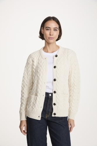 Image of Irish Cardigan Sweater for Women Made in Ireland Supersoft Aran Merino Wool Lumber Jacket