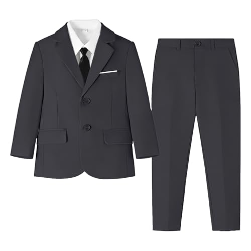 Image of Baby Boy Formal Suit for Toddler Infant Tuxedo Dress Suits | Little Gentleman, Wedding Ring Bearer Outfit, Vest Pants Long-Sleeve Shirt Tie, Birthday Party Christmas Prom, Classic
