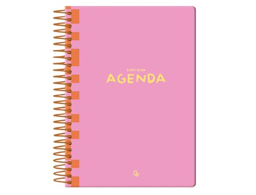 Agenda escolar liderpapel 25-26 espiral classic rosa semana vista a5 bilingüe papel fsc 70 gr.