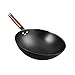 Chiński Wok Okrągły Żeliwny Wok Pan z Drewnianym Uchwytem Nieprzywierająca Patelnia Patelnia do Smażenia, Smażenia, Grillowania, Gotowania Na Parze (Color : Nero, Size : 32 * 11cm)