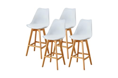 PEZ ROJO Lot de Quatre tabourets scandinaves Laury Blanc