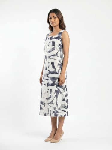 Image of Women's Printed Midi Dress, Square Neck, Sleeveless, A-Line Fit, Casual Summer Wear