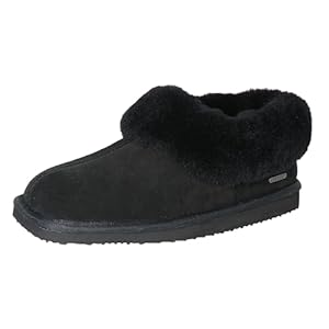 Square Toe Womes Leather Shearling Ankle Bootie EVA Soles Comfortable & Light-Weight Indoor Outdoor House Slipper