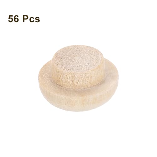 Image of uxcell 56Pcs Wood Button Plugs, 8mm /0.31 inch Hardwood Screw Hole Plug Mushroom Wooden Caps Buttons Wood Plug for Furniture Woodworking Craft Decor (12mm x 8mm)