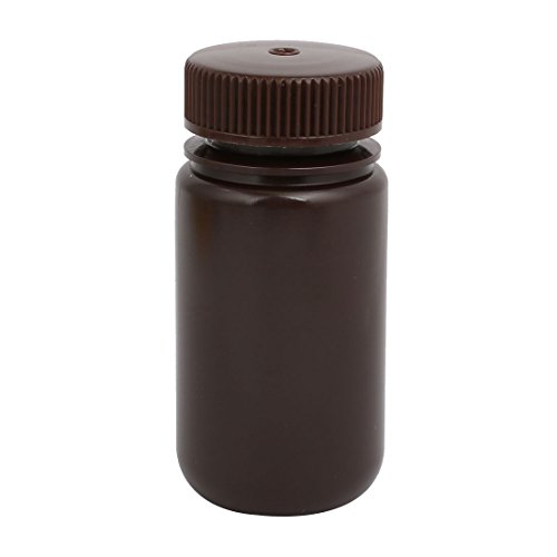 Aexit 100ml 27mm gauge Diameter HDPE Plastic Round Wide Mouth Laboratory Bottle Brown