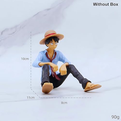 Image of Premium Action Figures Collectible for Office Desk, Study Table, Car Dashboard, Decoration for Anime Lovers, Fans, Kids, Collectors (Luffy Sitting Blue Shirt)