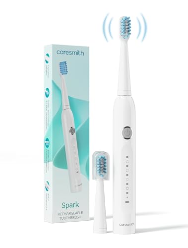Image of Caresmith SPARK New Rechargeable Electric Toothbrush For Adults | 2 Brush Heads | 5 Operational Modes (White, 1)