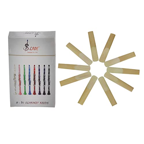 OriGlam MIA_600 10pcs Bb Clarinet Traditional Reeds, Clarinet Reed Strength 2.5, Reeds for Clarinet Beginner and Player with Portable Case