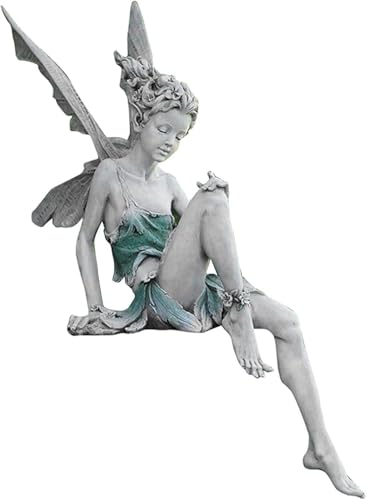 MBVBN Angel Figurine Outdoor Garden Fairy Statue, 9 ''Garden Sculpture Resin Angel Craft Home Table Ornaments for Lawn Yard Art Porch Patio Decorations Christmas Housewarming Gift (White)