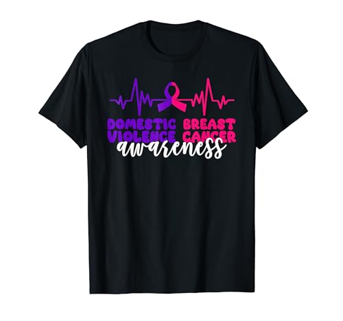 Domestic Violence Breast Cancer Awareness Month ECG Ribbon Camiseta