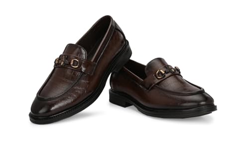 Image of Mens Formal Leather Loafers | Slip on Lightweight Office Shoes | Stylish Black Footwear for Men