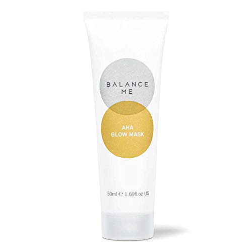 Balance Me AHA Glow Mask, With Glycolic Acid, Brighten, Plump and Purify, Triple-Action Exfoliation, Youthful Radiance, For All Skin Types, Natural, Vegan & Cruelty Free, Made in UK, 1.7 Fl Oz