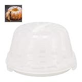 Relaxdays Porta Tartas Redondo, Recipiente para Bizcochos con Tapa, Cake Box, PP, 15,5 x 28,5 cm, Blanco-transparente