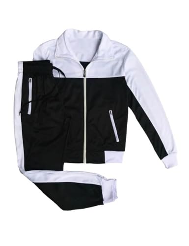 FACIDBY Cute All-Sport Waterproof Breathable Rain Suit for Women Full Tracksuit, White Black X-Small
