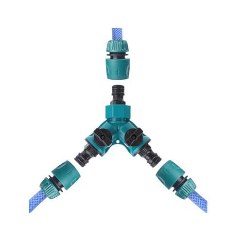 Image of Preptep multi tap connector, Splitter 3 way pipe connector equipped with 3 splitter garden irrigation hose connectors 3 /4 inch and 1 /2 inch